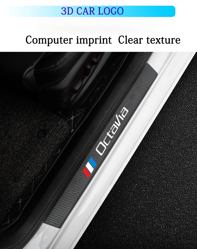 

For Skoda OCTAVIA 2 3 A7 VRS MK2 MK3 a5 RS 2013-2020 accessorie 4 pcs car door sill protector carbon fiber vinyl stickers
