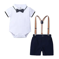 summer newborn baby boys clothes set gentleman tie t shirtshorts 2pcs outfit clothes for baby suit infant clothing 3 9 24 month