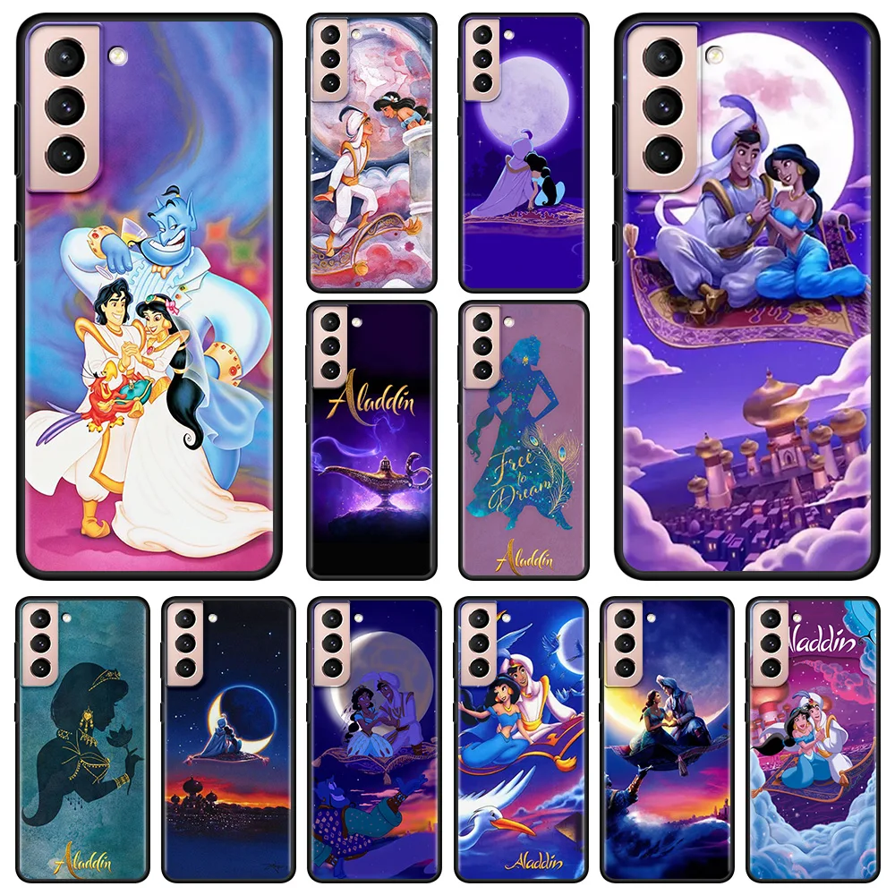 

Disney Anime Aladdin Girl Case For Samsung Galaxy S21 S20 FE Ultra S10 Plus Lite Cover Silicone Coque Soft Fundas Black Capa