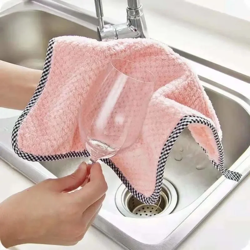 

Kitchen towel absorbent non-stick oil wipes kitchen tools household cleaning cloth dish cloth microfiber hand towel thickened