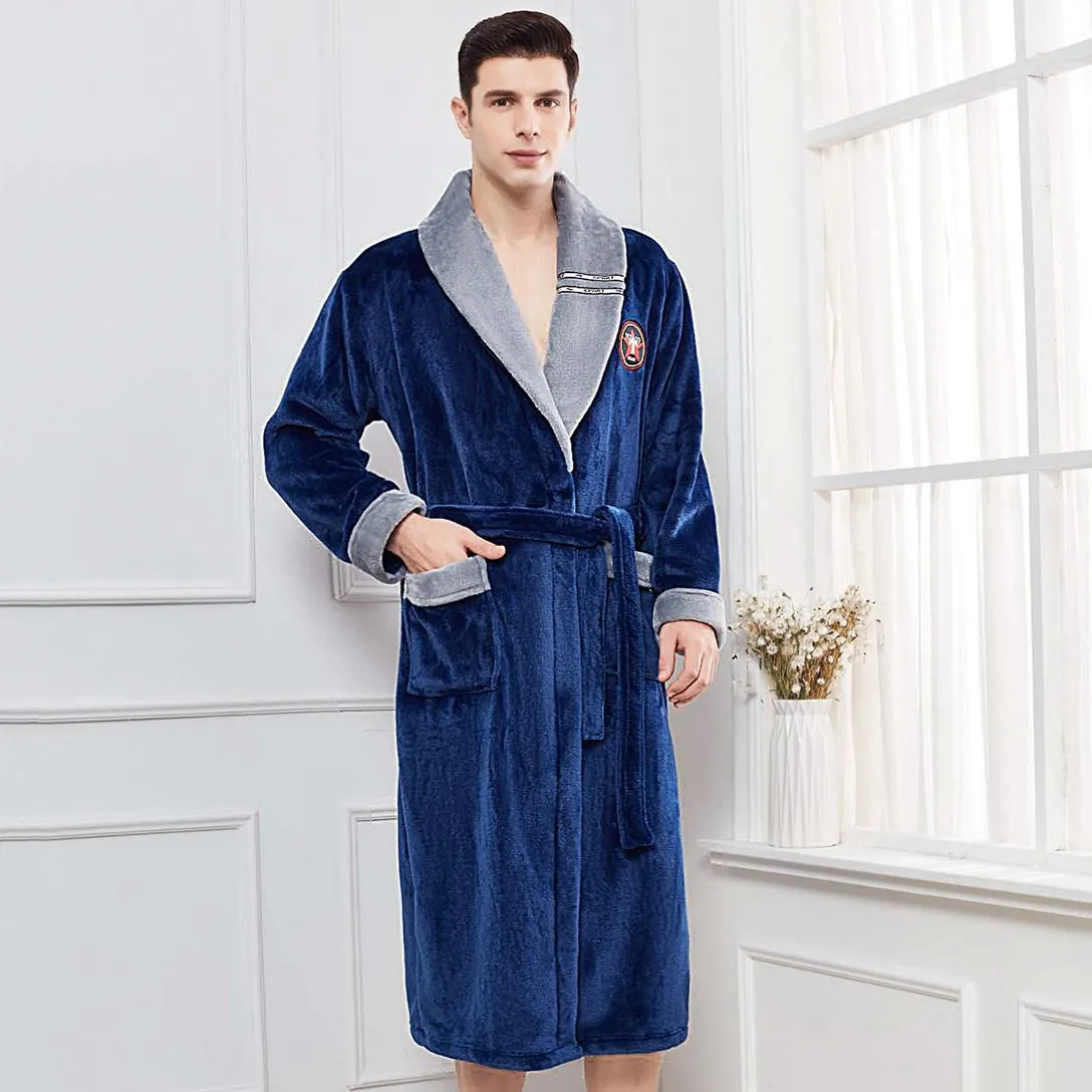 

Autumn Winter New Homewear Bathrobe Gown Flannel Nightwear Big Size Men Coral Fleece Kimono Robe Intimate Lingerie Home Clothing