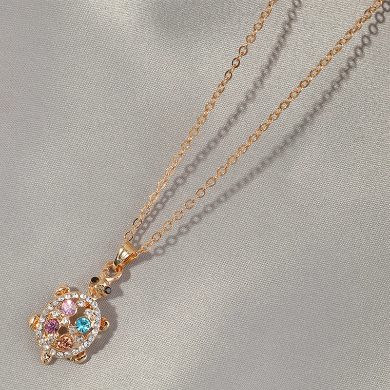 

Cute Crystal Turtle Necklaces for Women Gold Color Chain CZ Tortoise Dangle Elephant Pendant Necklace Girl Fashion Jewelry Gifts