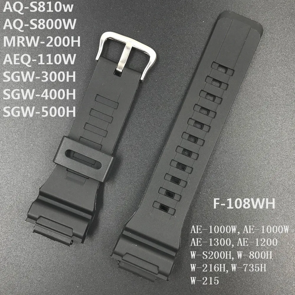 

Rubber Strap For Casio AE-1000w AQ-S810W SGW-400H AEQ-110W W-735H Black Silicone Waterproof Watchband Strap Watch Wrist Bracelet