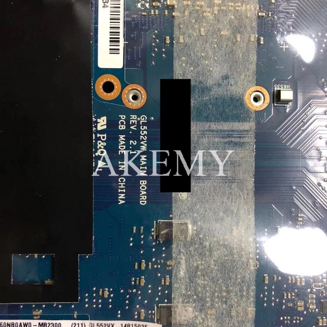 

GL552VX Motherboard For ASUS ROG GL552V GL552VX Laptop motherboard GL552VW REV 2.1 Mainboard I7-6700HQ GTX950M/GTX960M 40-PIN