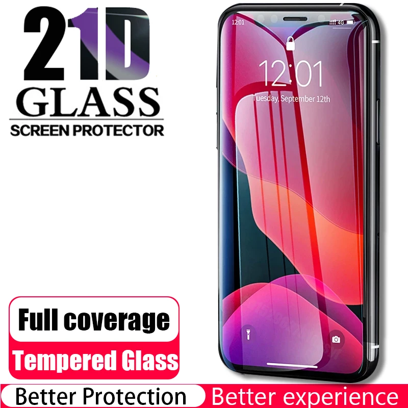 Закаленное стекло для iPhone 12 Pro Max Защита экрана 11 полное покрытие 6 6S 7 8 Plus X Xs Se 2020 Xr