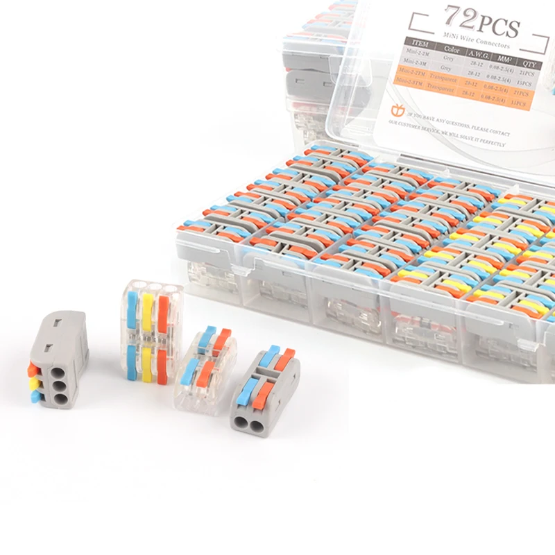 

Boxed Quick Wire Cable Connectors Butt Universal Compact Conductor Spring Splicing Wiring Connector Push-in Terminal Block 222
