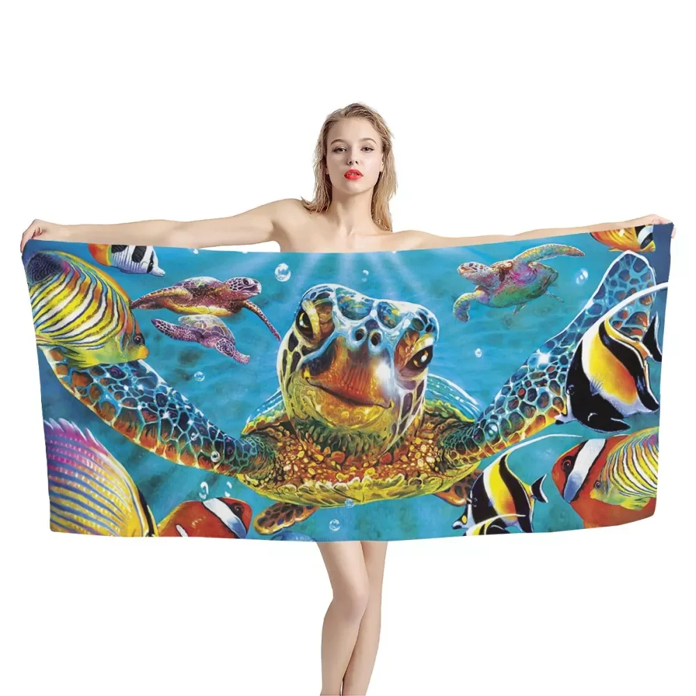 

Upetstory Microfiber Sea Turtle Print Bath Towel for Adult and Kids Super Soft Absorbent Quick-drying Shower Towels 75X150CM