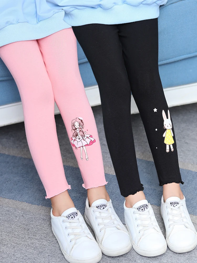 

Girls' Leggings for spring and autumn wear thin Capris pure cotton children's foreign style elastic pants 20 new baby pants