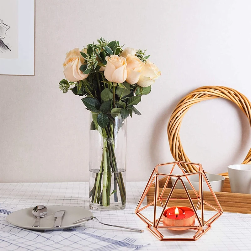Геометрический подсвечник металлический романтический с ароматом для украшения