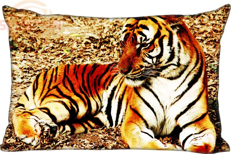 Наволочка под заказ 45x35 см (одна сторона) тигр прямоугольная молния Удобная