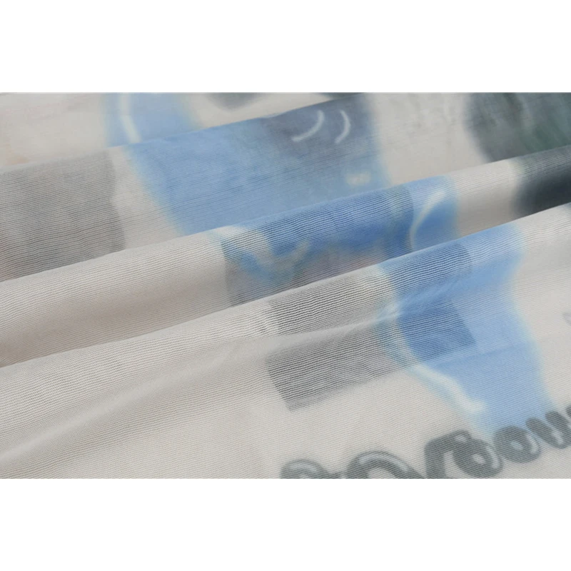 Футболка женская сетчатая с открытыми плечами и ручной росписью облегающая