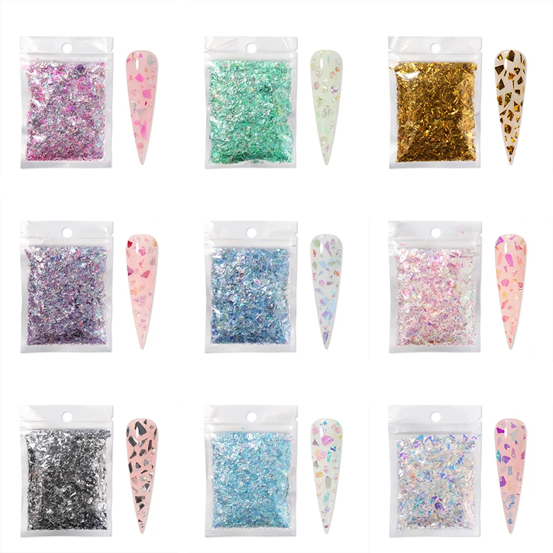 

11 Colors Bag Nail Art Sequins Holographic Irregular Glitter Slices Flakes Manicure Accessories Sparkly Design Decorations