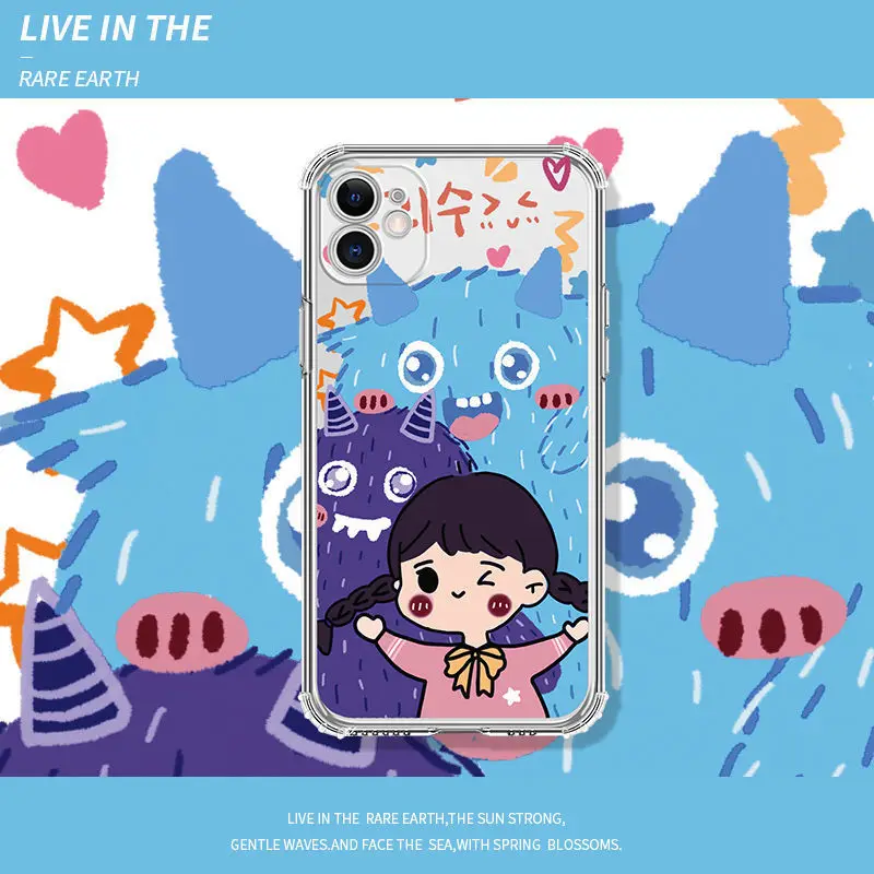 Хит продаж прозрачный мягкий чехол для телефона милый корейский граффити iPhone 11 12