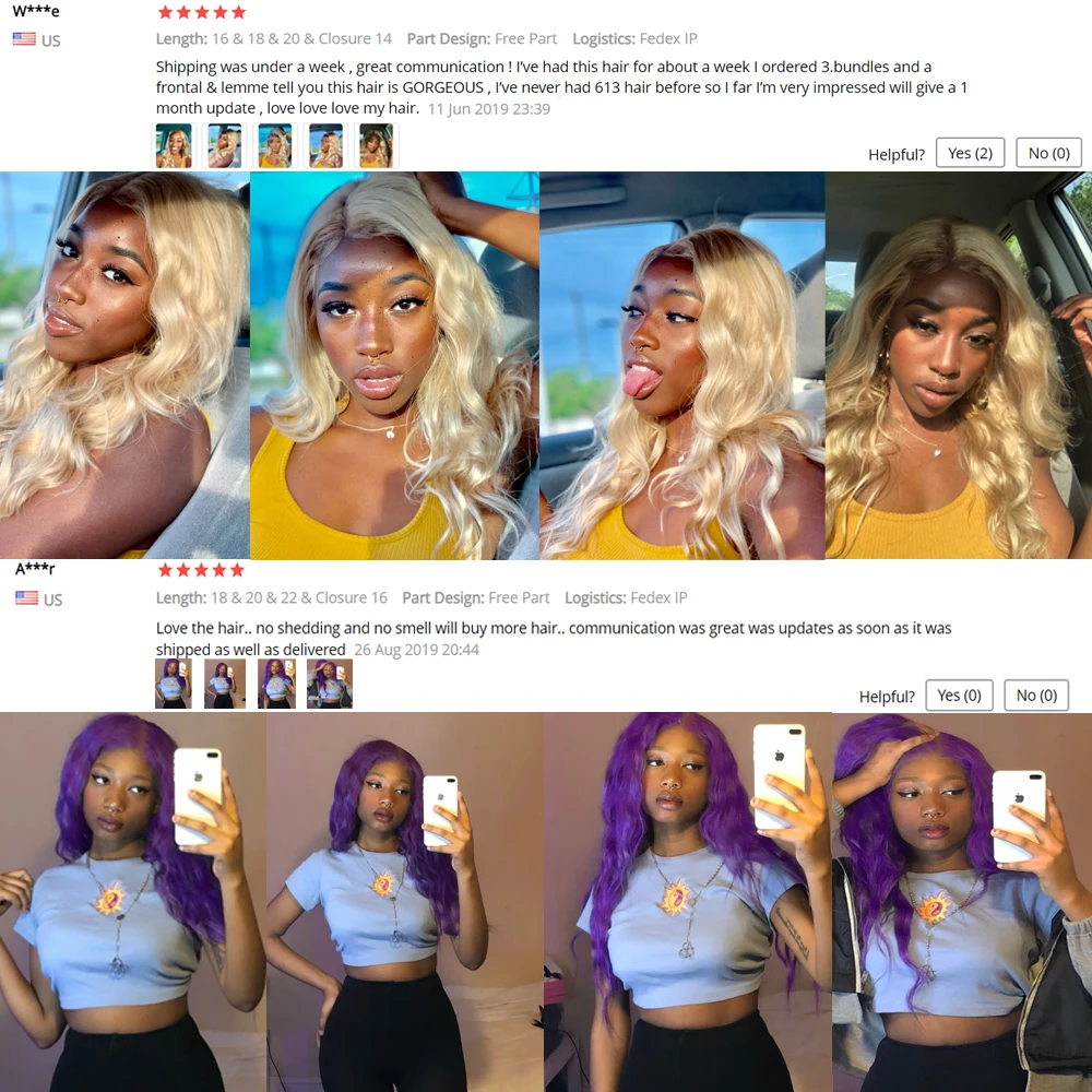 HC Hair 613 блонд пряди с фронтальной перуанской человеческой шерстью волнистые 3 13x4