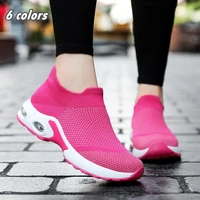 womens sneakers fashion breathable walking shoes sport slip on air cushion lightweight socks shoes solid color