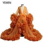 Платья для девочек из органзы с оборками и маленькими цветами для свадьбы, Детские вечерние платья, сексуальное детское платье для фотографии, наряд YEWEN