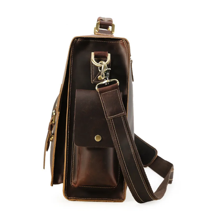 Luxury leather men's briefcase 17-inch laptop bag natural leather one-shoulder messenger bag enlarged version of the new