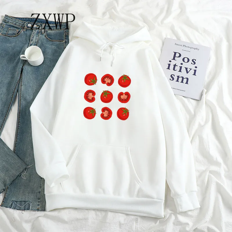 

Like tomato Printed Cute Hoodie Women Vintage Ulzzang womens Hoodies Autumn Winter Hoody Sweatshirt Fleece Street for Women