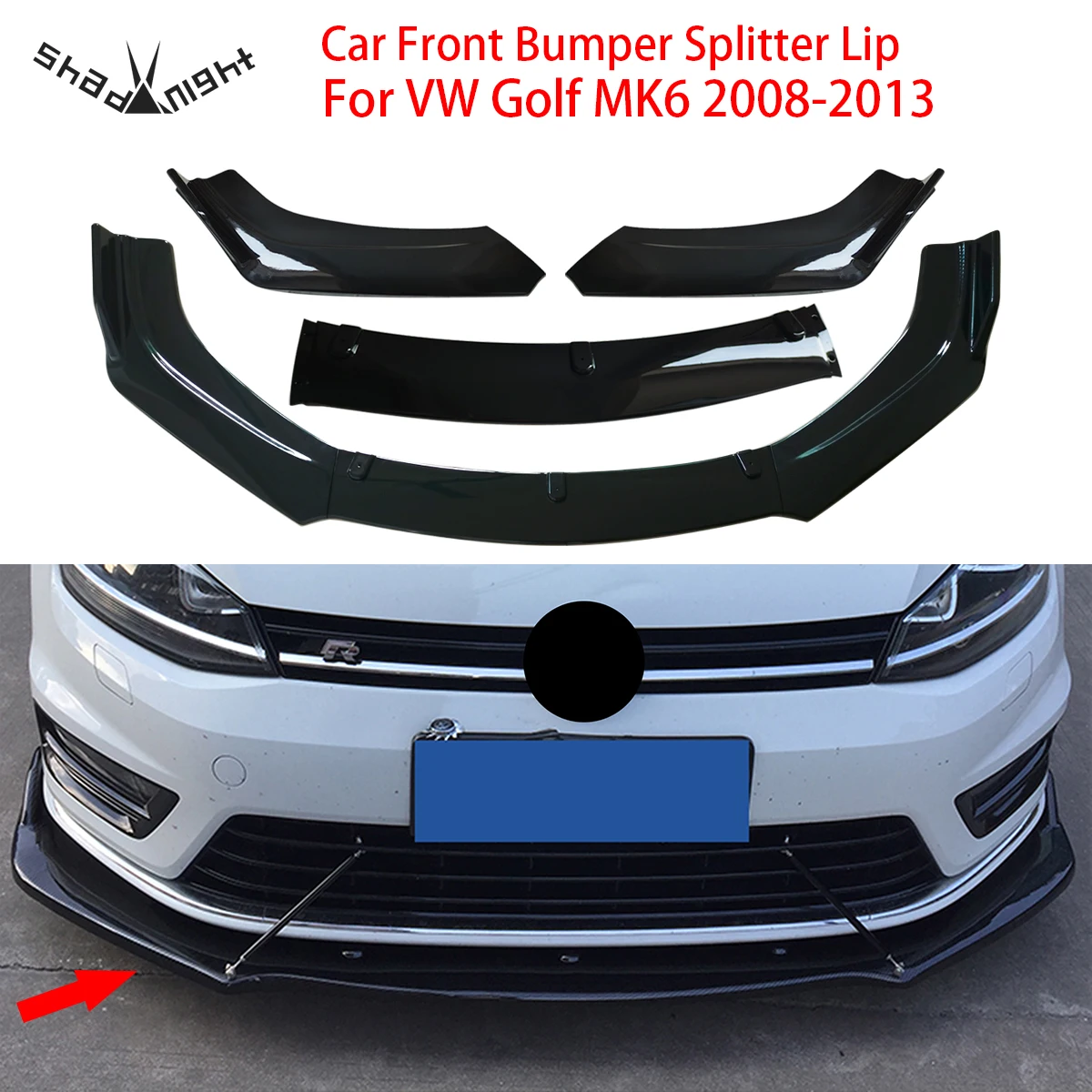 

3 шт., автомобильный передний бампер для VW Golf MK6 GTI R 2008-2013