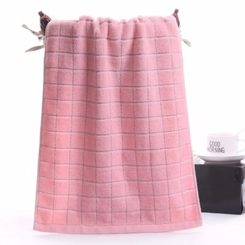 pink Клетчатое хлопковое кухонное полотенце для рук, для отеля, пляжа, спа, ванны, для лица, плотное, мягкое, для взрослых, детей, для дома, asciugamani, handdoeken - Цвет: pink