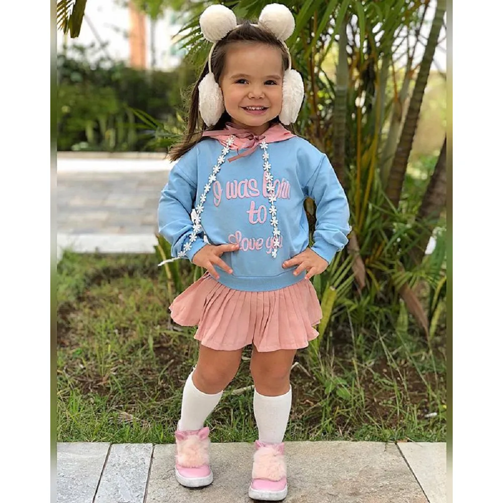 Осеннее платье принцессы с капюшоном для девочек новорожденных надписью |