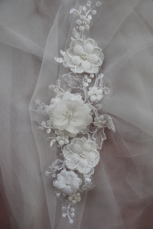 Аппликация светильник жевная светло-бежевая с 3D цветами 10 шт. | Дом и сад