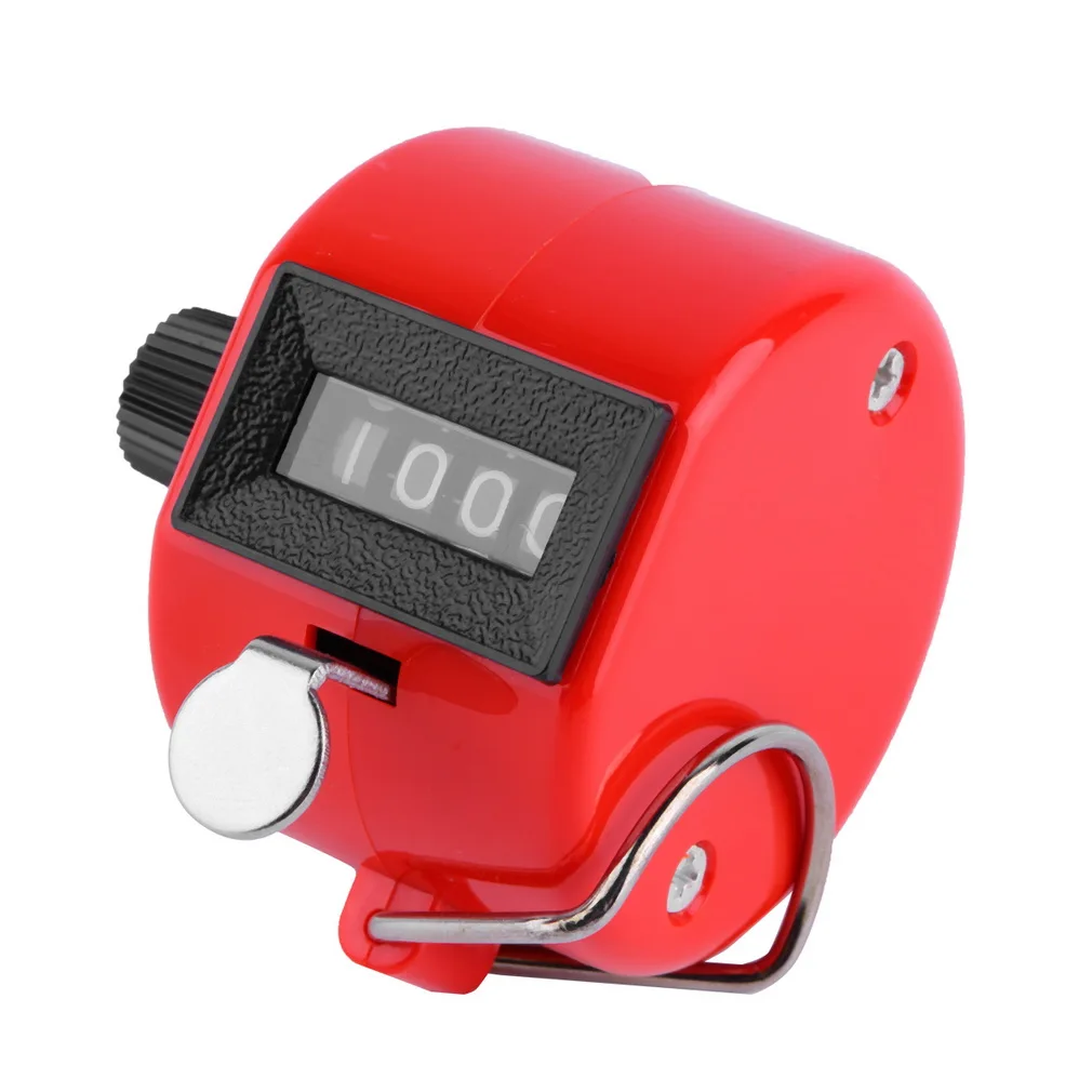 

4 Digit Portable Convenient Plastic + Metal Hand Held Tally Counter Manual Palm Clicker Number Counting Golf