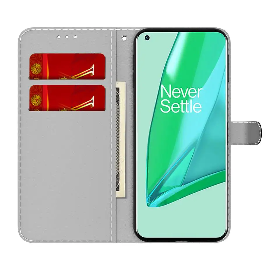 Кожаный флип-чехол для OnePlus X 9 Pro бумажник чехол Nord N10 5G N100 акварель облака телефона