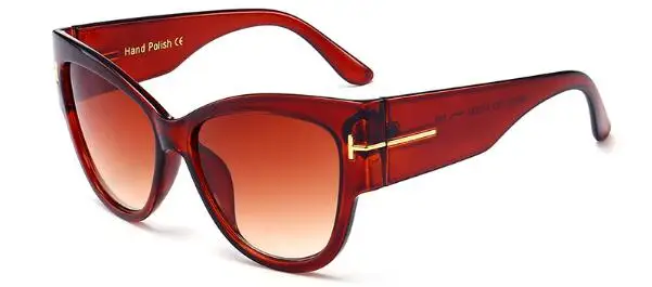 C7 brown brown Блестящие черные женские негабаритные солнцезащитные очки Cateye, роскошный дизайн, оттенков, буквы т, винтажные Ретро Очки 90 s, женские UV400 - Цвет линз: C7 brown brown