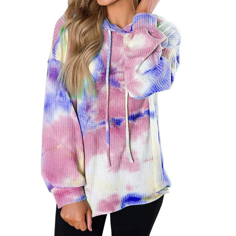 

Tie Dye Hooded Sweatshirt Women 2020 Autumn Winter Casual Long Sleeve Loose Pullovers Tops Harajuku Drawstring Jumper Hoodies