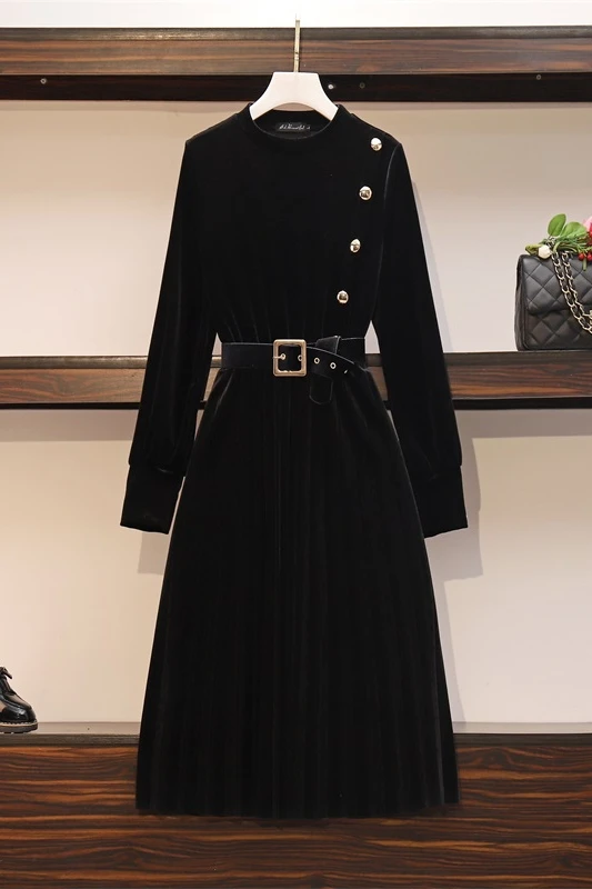 

COIGARSAM 4XL Plus Size Women Long dress New Dresses Green Black 09032