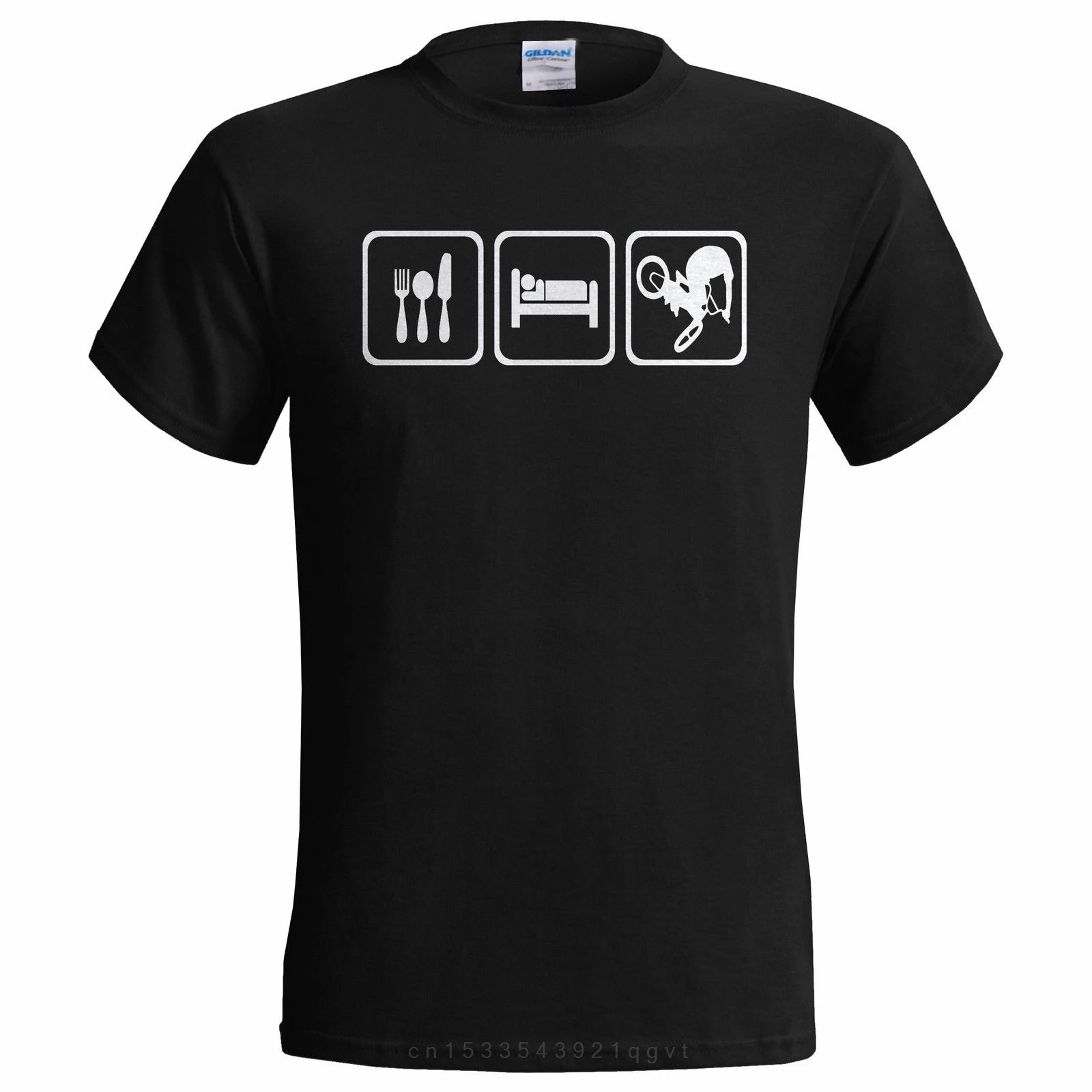 Для мужчин футболка 100% хлопковые рубашки с принтом " Eat Sleep BMX s Cycler трюки цикл