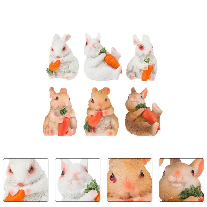 

6Pcs Miniature Rabbit Micro Landscape Adornment Animal Figurines for DIY Garden