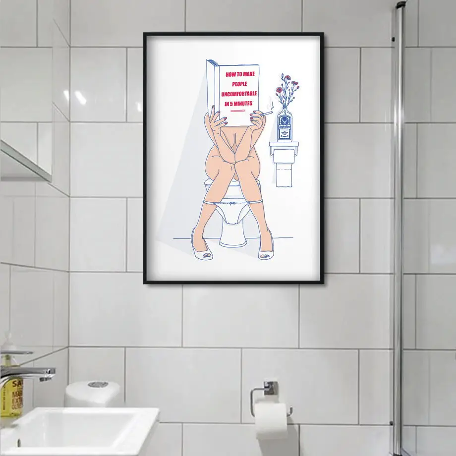 Настенная Картина на холсте в виде забавной унитаза скандинавские постеры и