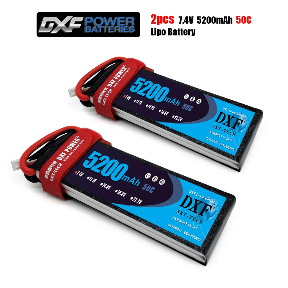 

Литий-полимерный аккумулятор DXF 2S 7,4 В 5200 мАч 50C-100C XT60 T Deans XT90 EC5 для FPV дрона самолета автомобиля гоночного грузовика лодки радиоуправляемых з...
