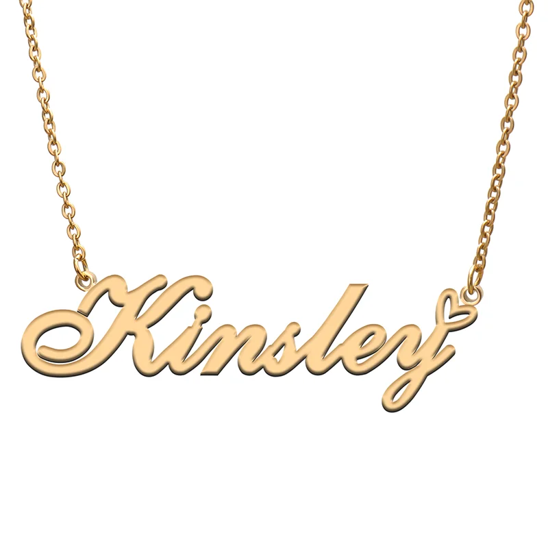 

Kinsley Name Tag Necklace Personalized Pendant Jewelry Gifts for Mom Daughter Girl Friend Birthday Christmas Party Present