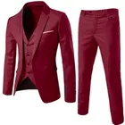 Мужской деловой костюм из трех предметов, Модный свадебный костюм в клетку (пиджак + жилет + брюки), костюмы оверсайз, 2021