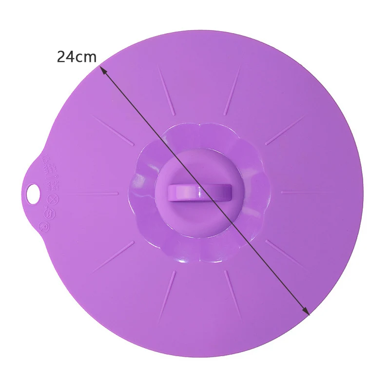 24cm Purple Мульти-Функция силиконовый выкипает крышкой разлива сохранение посуда набор посуды стеклянная крышка печи сейф с вместо того, чтобы Пластик Обёрточная бумага Пособия по кулинарии инструменты - Цвет: 24cm Purple