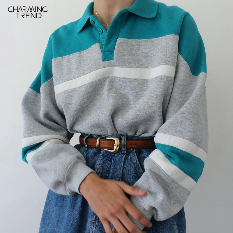 Женский винтажный пуловер с цветными блоками свитер 2020 осенне зимняя полосатая