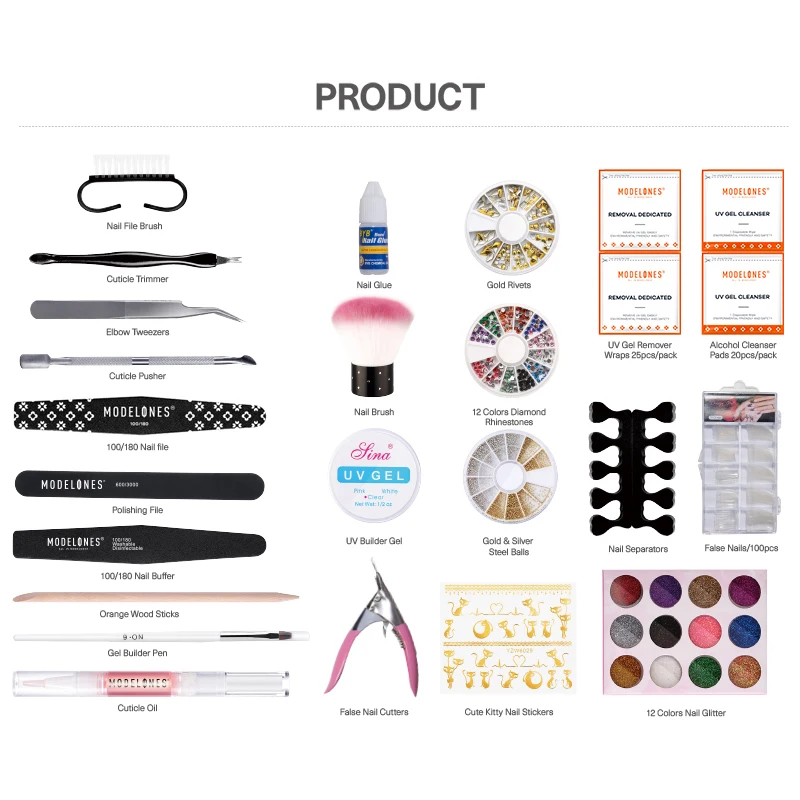 Modelones 22 шт./лот набор инструментов для профессионального дизайна ногтей
