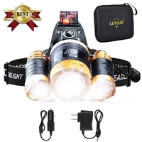 headlamp flashlight on the forehead with zoom powerful camping lantern rechargeable 18650 battery headlight outdoor head torch