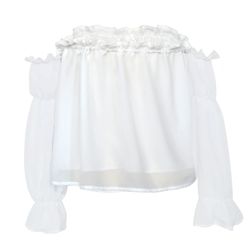 Женские шифоновые блузки с вырезом лодочкой повседневные пляжные белые рубашки