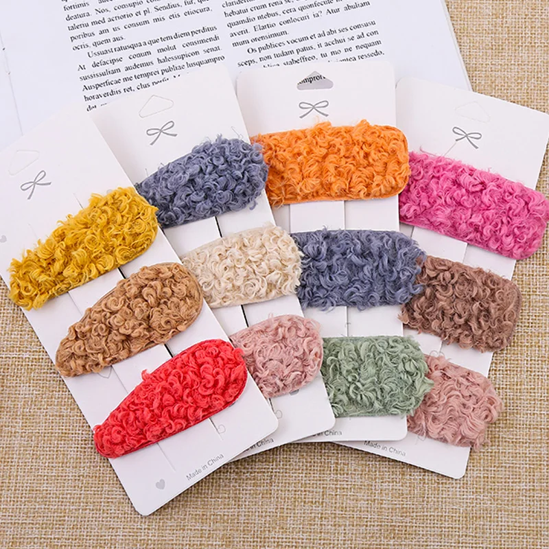 Разноцветные заколки для волос из овечьей шерсти в форме капли прямоугольные