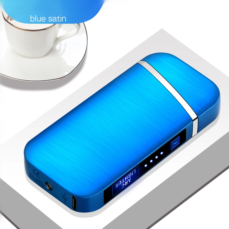 blue satin Многоцветная крестообразная дуговая зажигалка с сенсорным экраном Индукционная USB портативная зарядка Ветрозащитный подарок выбор - Цвет: blue satin