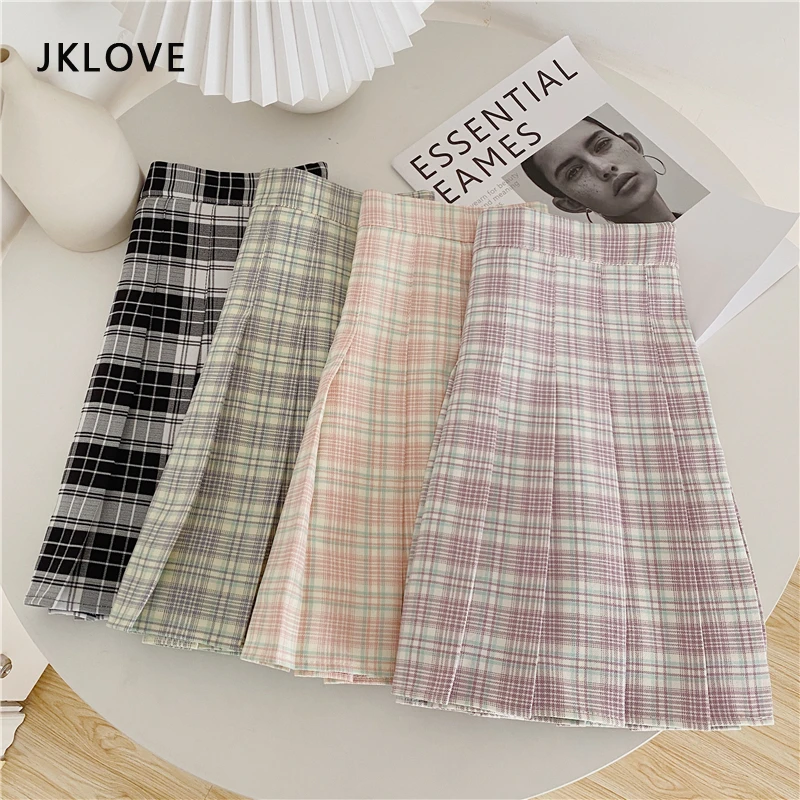 

Sexy A-Line Uniform skirts High Waist Short skirt 2021 sky blue Korean Japanese School Harajuku Tennis Skirt Y2K clothes