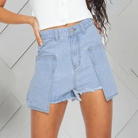 womens personalized creative stitching denim shorts casual summer cool womens denim shorts high waist