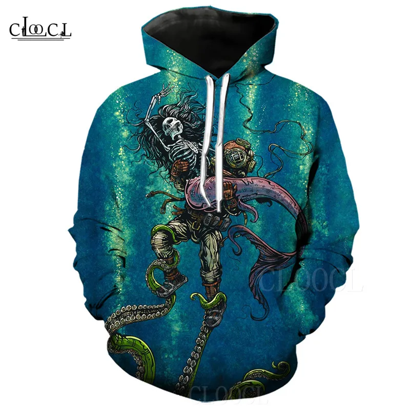 

CLOOCL Fashion Hoody Art Skull 3D Printed Men Sweatshirts Hoodie Spring Autumn Long Sleeve Pullover Skull Pattern Hip Hop Hoodie