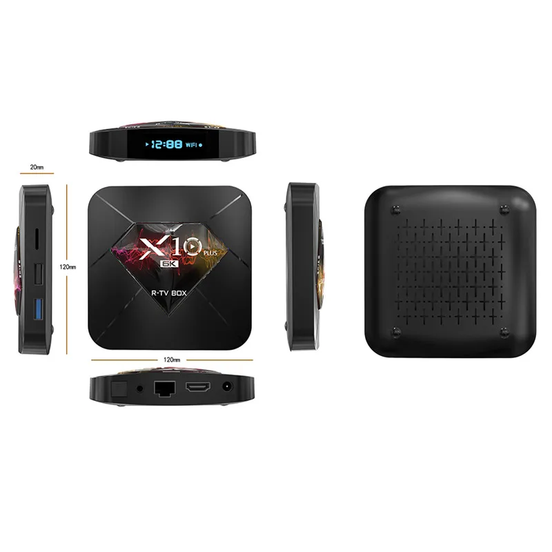 X10 плюс Смарт R-TV коробка Android 9,0 Allwinner H6 4 Гб Оперативная память+ 32/64GB Встроенная память Декодер каналов кабельного телевидения 2,4G Wi-Fi USB 3,0 6K H.265 HD медиа-плеер