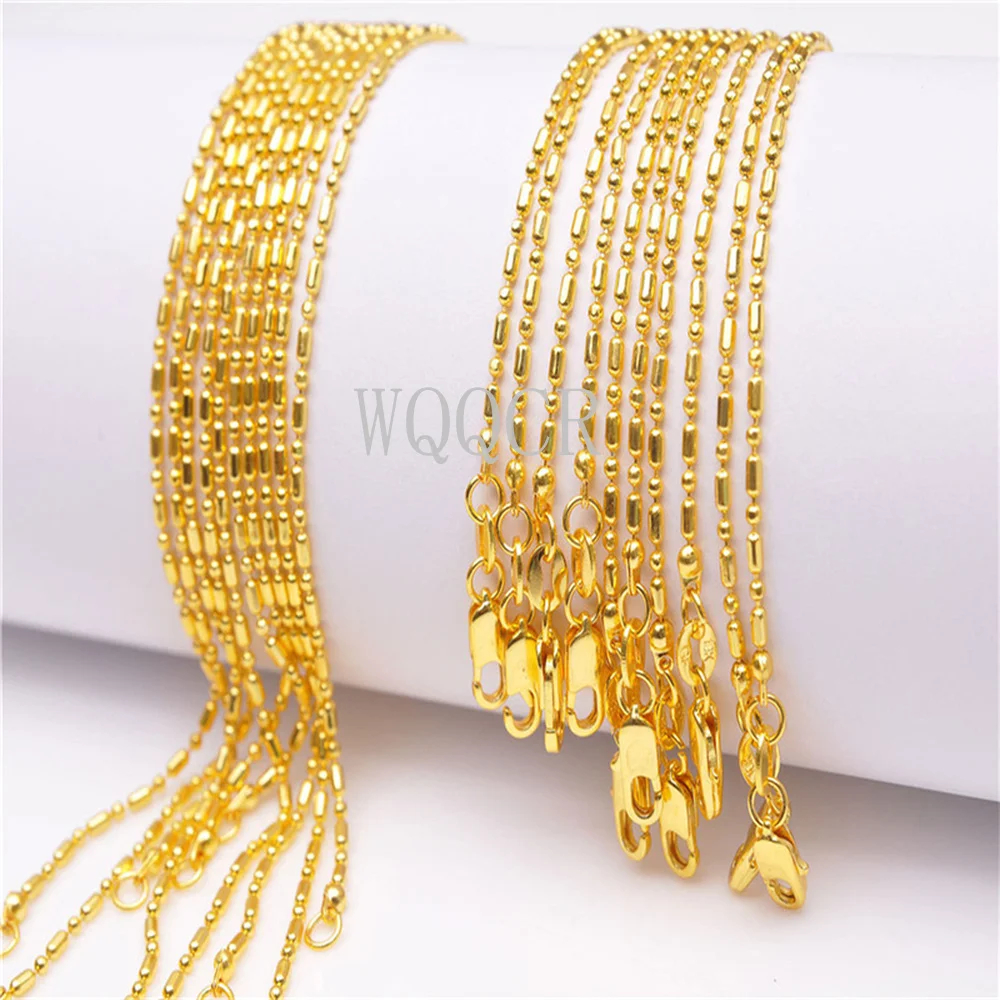 

Wholesale 5PCS Of Bulk 18K Embossed Gold 1.2MM Column Ball Chain 16",18" ,20",22",24",26",28",30Inches Applicable Pendant