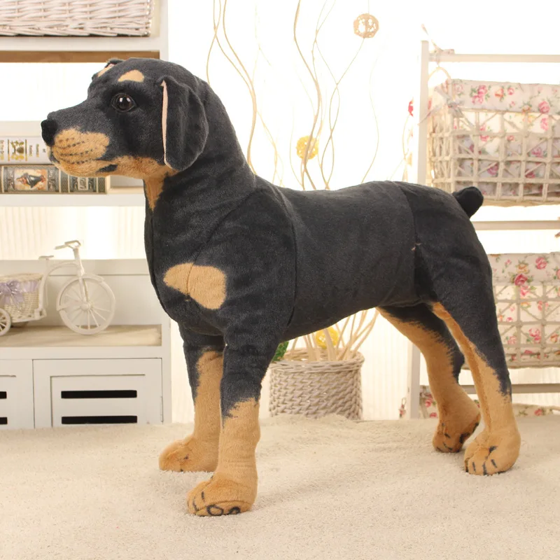 candice guo cute plush toy lovely animal emulational black dog Doberman stand puppy soft stuffed doll birthday Christmas gift 1p | Игрушки и